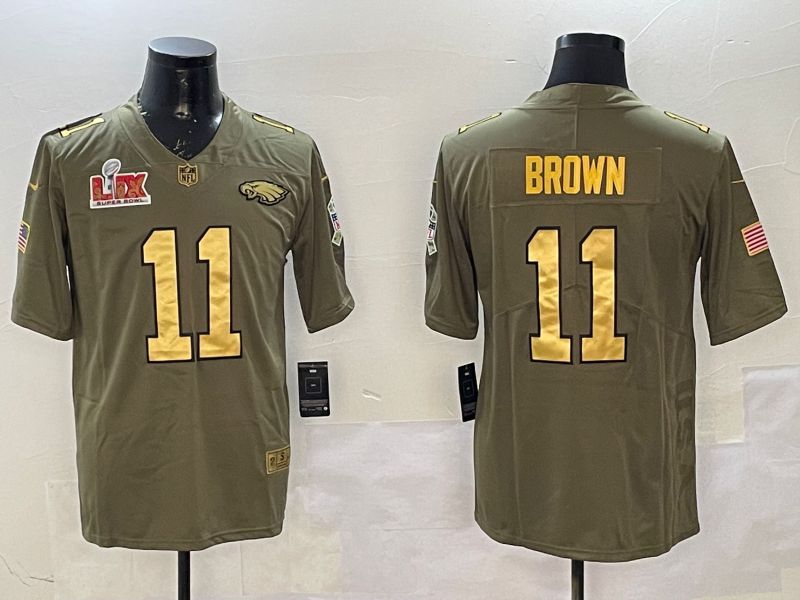 Men Philadelphia Eagles #11 Brown Green 2025 Nike Olive Gold Salute to Service Limited NFL Jersey style 2->philadelphia eagles->NFL Jersey